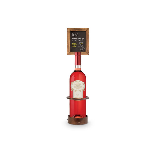 Tischkreidetafel mit Rose Weinflasche