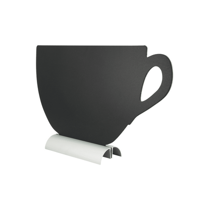 Securit®, Tischkreidetafel Aufsteller mit Aluminiumfuss, "Kaffeetasse" Form-Silhouette, 34x22cm