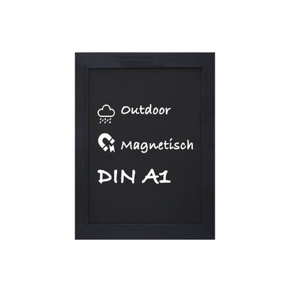 Wandkreidetafel magnetisch A1 mit Holzrahmen Schwarz
