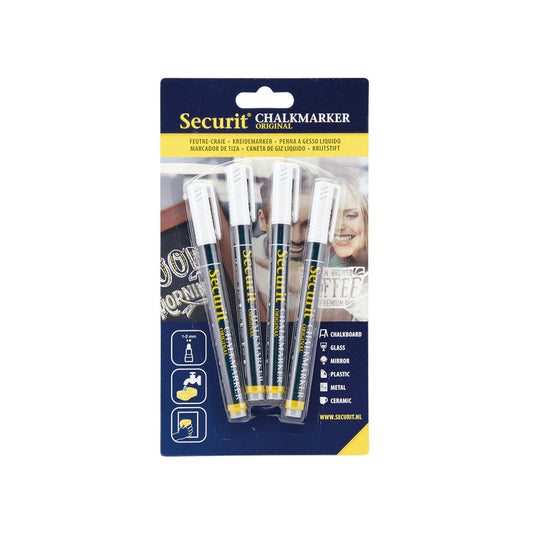 weisse Kreidemarker Securit für das Beschriften von Kreidetafeln und Boards, 1-2mm Strichbreite, abwischbar