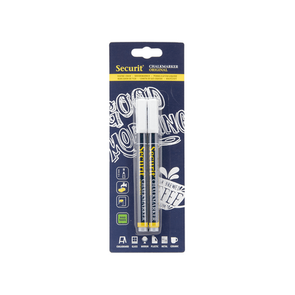 weisse Kreidemarker Securit mit 1-2mm Strichbreite, Kreidestifte weiss für Wandtafeln, abwischbar