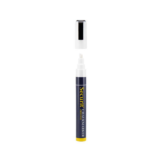 Weisser Kreidemarker Securit mit 2-6mm Spitze, dicker Kreidestift für die Beschriftung von Kaffe Kreidetafeln, weisser Kreidestift für Kundenstopper