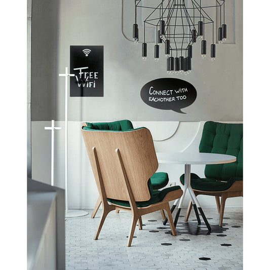 WiFi Kreidetafel schwarz ohne Rahmen, Securit Silhouetten Kreidetafel mit WiFi Icon