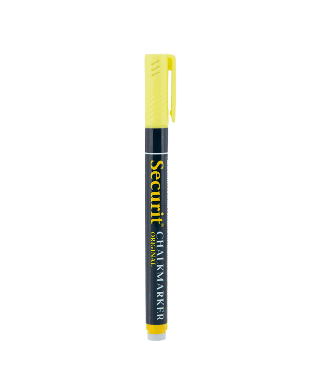 Gelber Kreidemarker mit 1-2mm von Securit für das Beschriften von Kreidetafeln, Kundenstopper und andere glatte Oberflächen-Kreidestift gelb