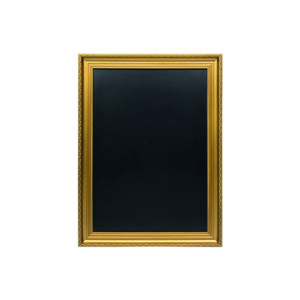 Goldene Kreidetafel 65x85cm mit schwarzer Kreidefläche, Wandtafel mit goldenem Holzrahmen