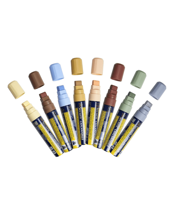 farbige Kreidemarker Securit in Erdfarben-Pastellfarben, Kreidestifte Kreidemarker für Beschriftung auf Kreidetafeln, 7-15mm Strichbreite