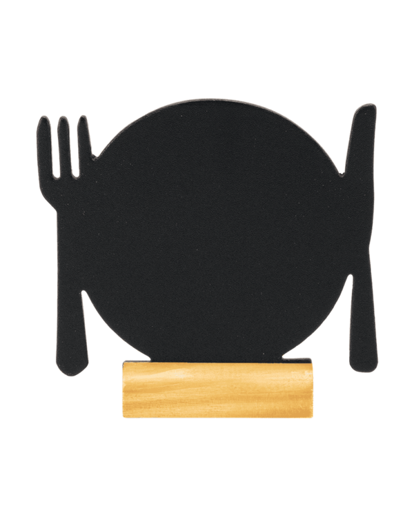 Gastro Tischaufsteller Kreidetafel Teller mit Besteck inklusive einem weissen Securit Kreidemarker