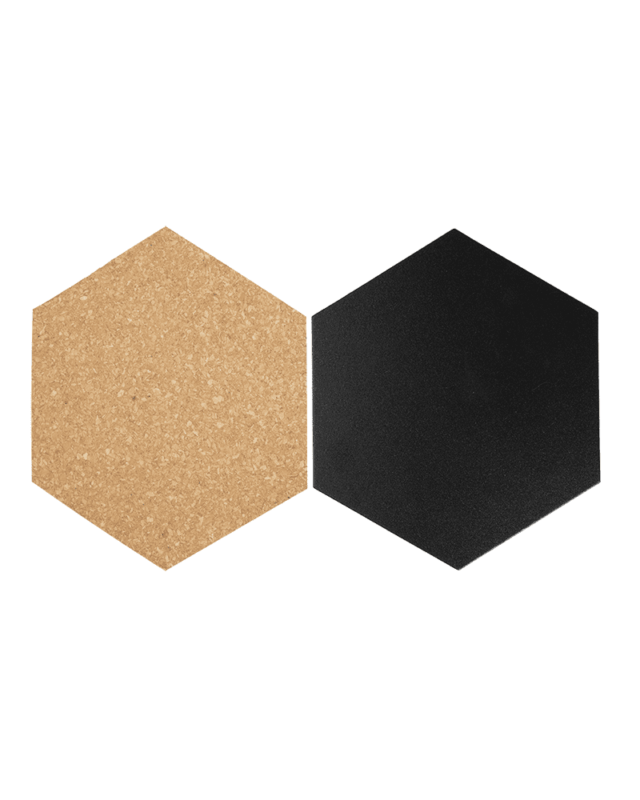 Kreidetafel Hexagon Form Silhouette schwarz + Korktafeln Securit