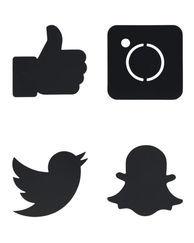 Social Media Icons Formen Kreidetafel zum Aufhängen oder Aufkleben an Wand, Türe, etc.