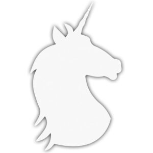 Unicorn Kreidetafel weiss, Kreidetafel Silhouette Unicorn weiss für Kinderzimmer als Dekoration und Wandtafel