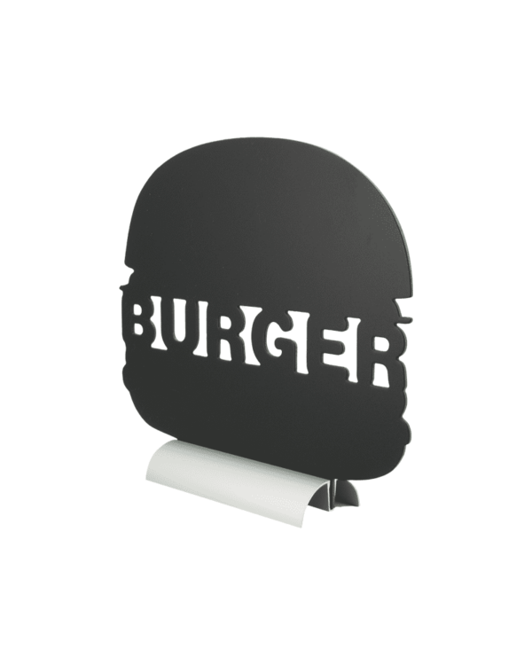 Burger Tischaufsteller Kreidetafel mit Aluminium Sockel