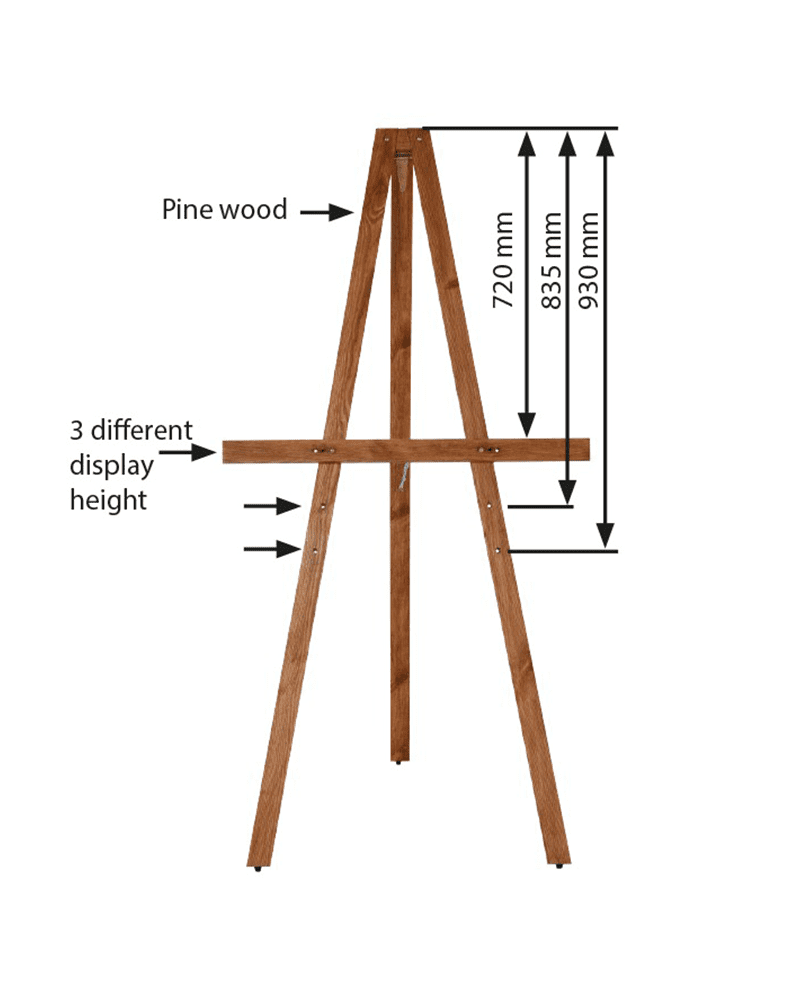 Holz Staffelei in drei verschiedenen Stufen verstellbar aus Kiefernholz