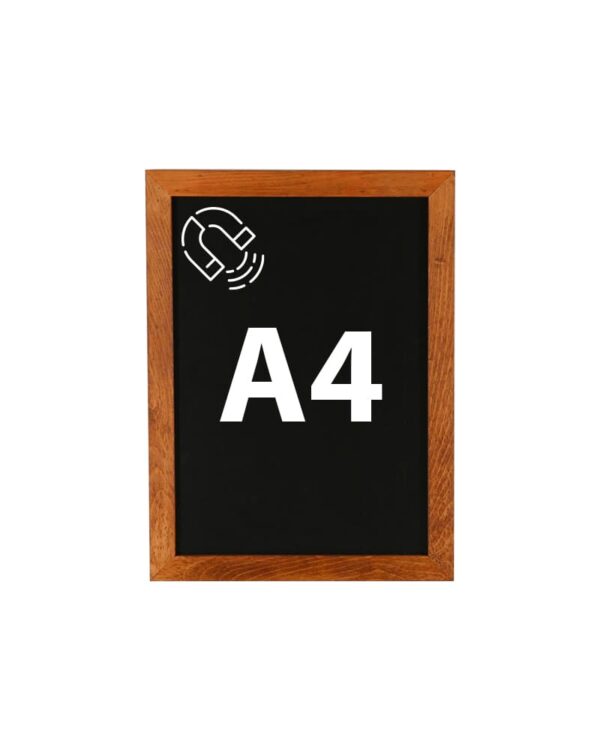 Magnetische Wandkreidetafel DIN A4 mit Holzrahmen dunkelbraun online kaufen